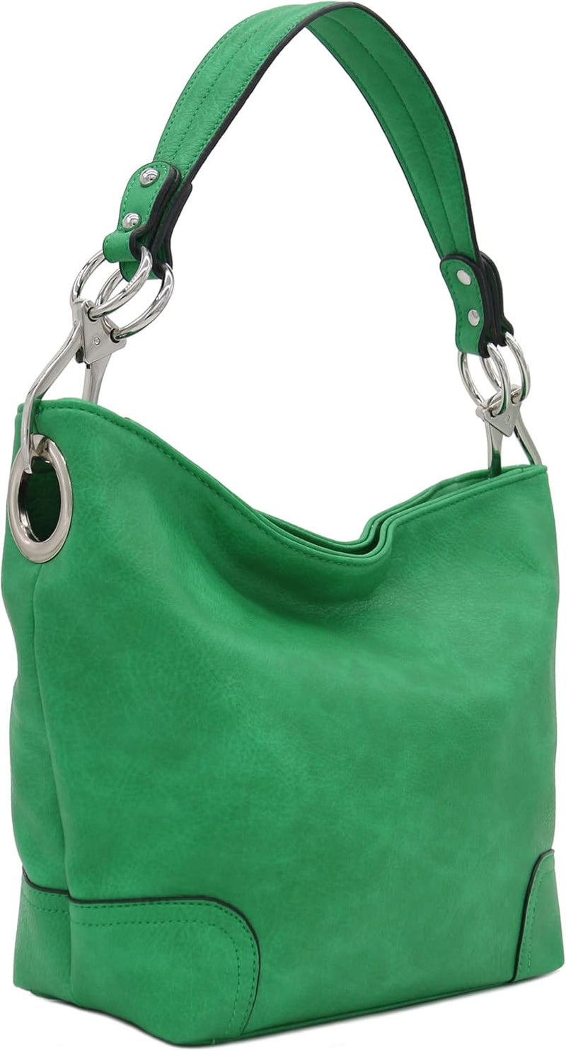 Alyssa Hobo Shoulder Bag with Big Snap Hook Hardware - Image 1